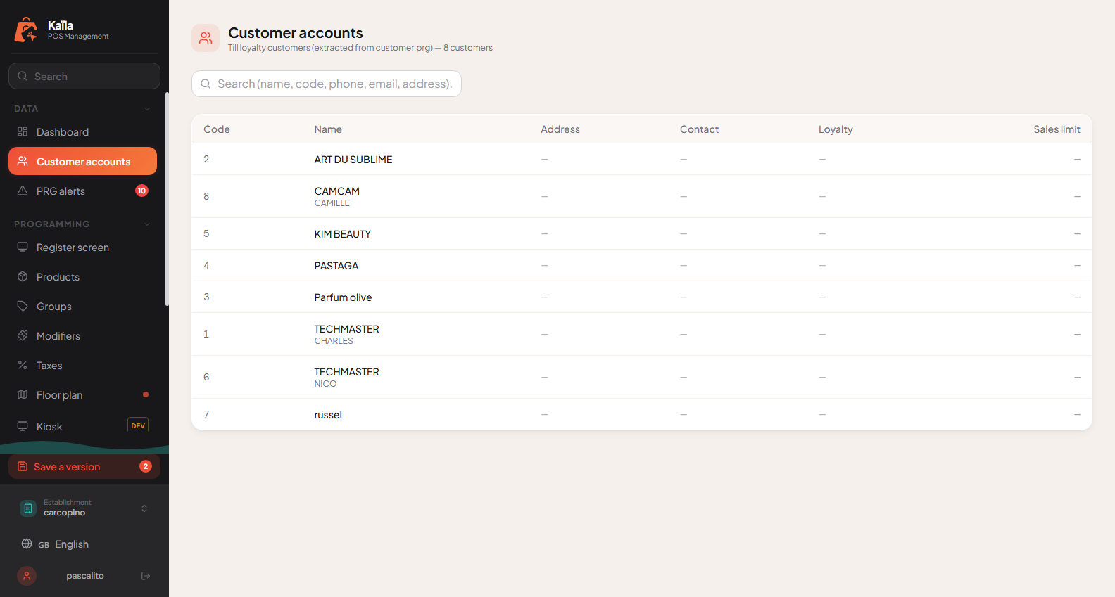 Client accounts
